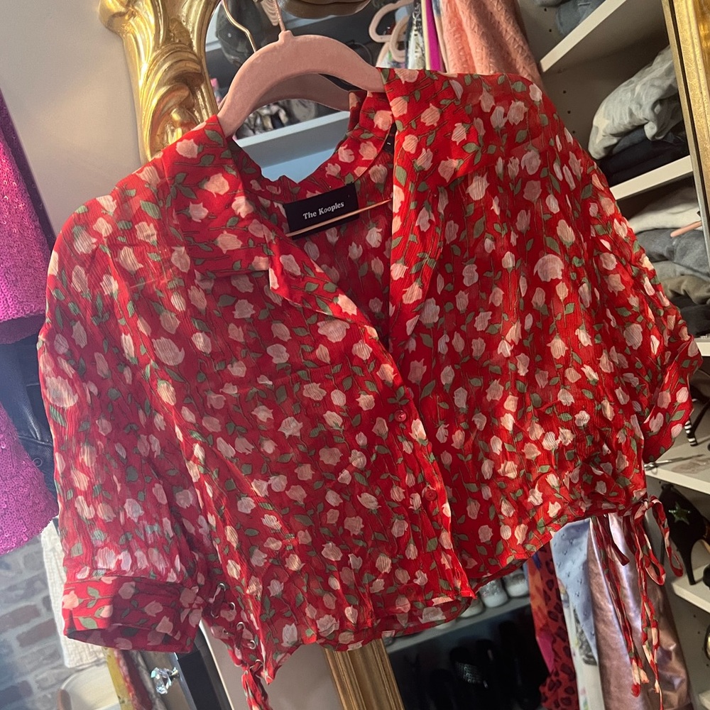 The Kooples cropped silk top